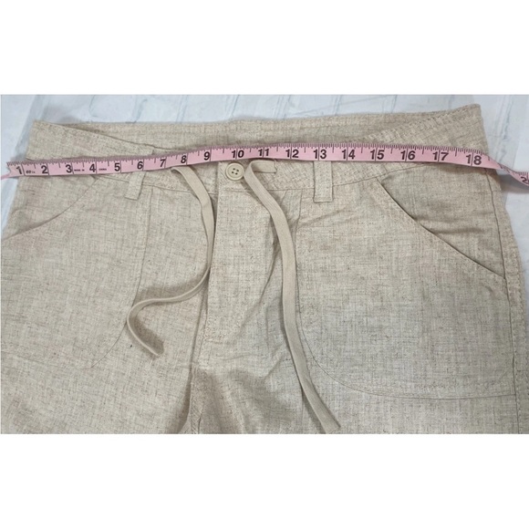 H&M Linen / Viscose Blend Straight Pants Tie Woman’s Size M Tan Relaxed Coastal - Picture 8 of 16